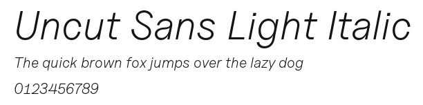 Uncut Sans Light Italic Preview