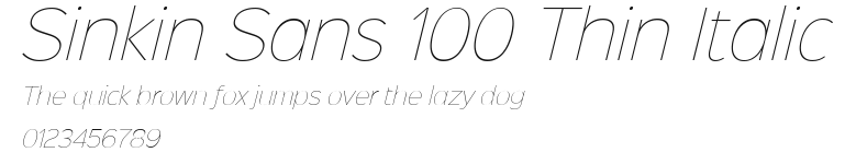 Sinkin Sans 100 Thin Italic Preview