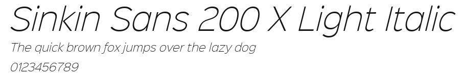 Sinkin Sans 200 X Light Italic Preview