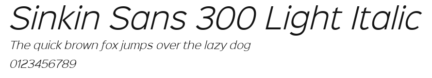Sinkin Sans 300 Light Italic Preview