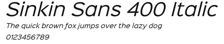 Sinkin Sans 400 Italic Preview