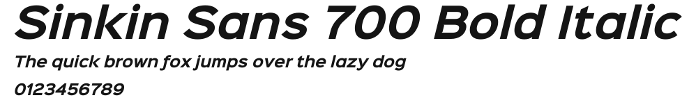 Sinkin Sans 700 Bold Italic Preview
