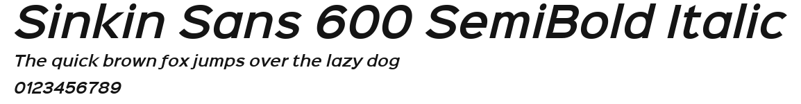Sinkin Sans 600 SemiBold Italic Preview
