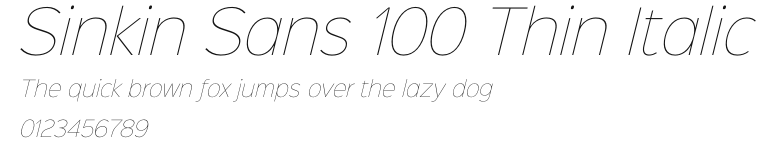 Sinkin Sans 100 Thin Italic Preview