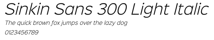 Sinkin Sans 300 Light Italic Preview