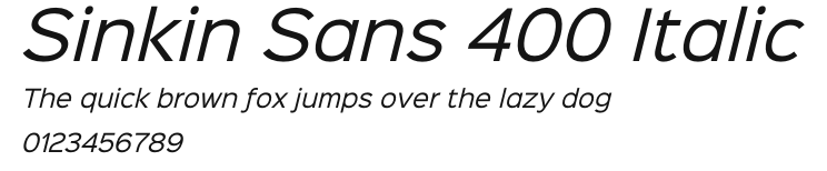 Sinkin Sans 400 Italic Preview
