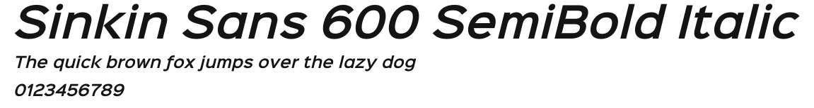 Sinkin Sans 600 SemiBold Italic Preview