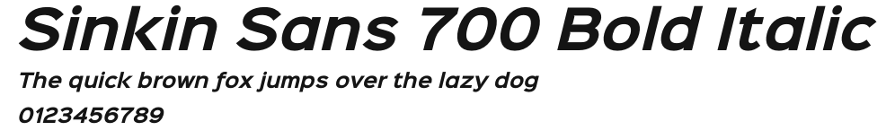 Sinkin Sans 700 Bold Italic Preview