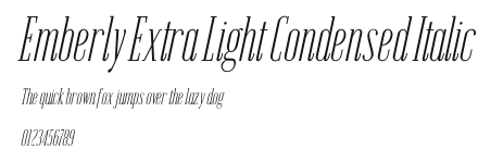 Emberly Extra Light Condensed Italic Preview